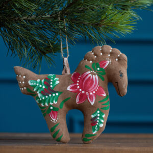 Сувенір кавовий ароматизований "Коник з рожевими петриківськими квітами"