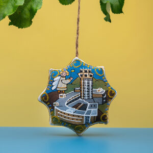 Сувенір зірка ванільна "Донецький аеропорт з янголятком"