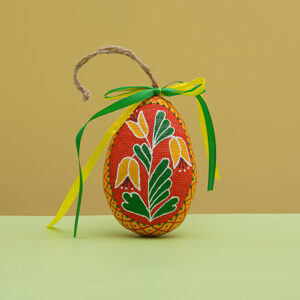 Сувенір "Мала писанка помаранчева з квіткою"