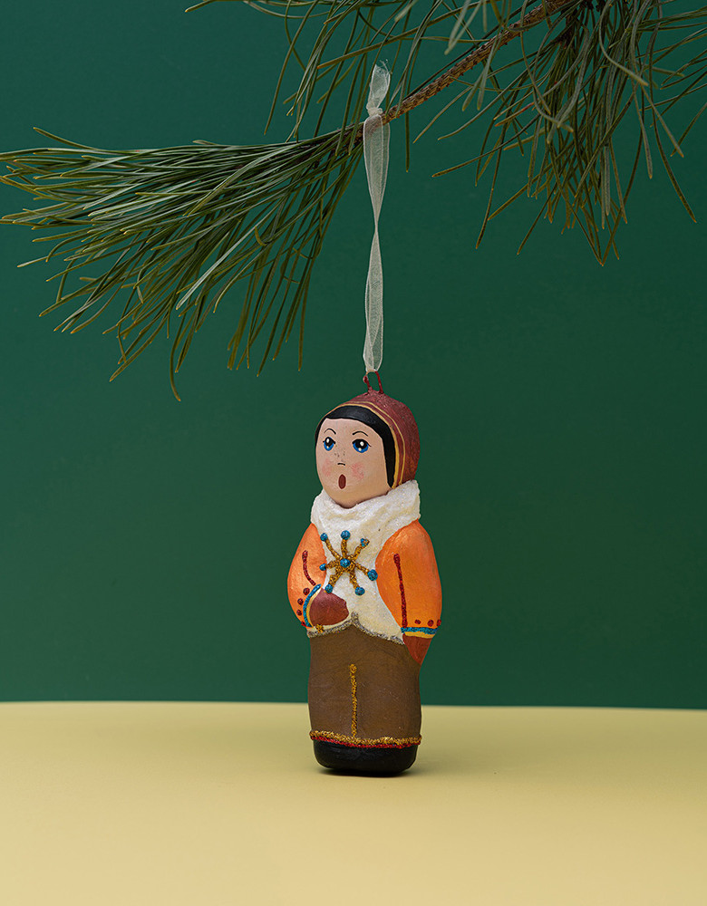 Ялинкова іграшка " Хлопчик колядник, який співає " (скульптура)