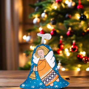 Сувенір дзвоник текстильний "Янгол з дзвоником" ( кавовий ароматизований )