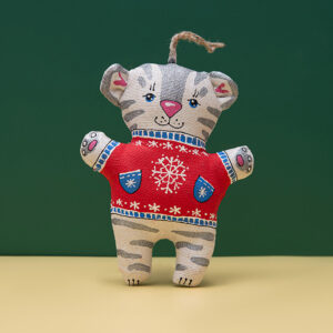 Сувенір  "Тигр сріблястий в червоному сведрику"