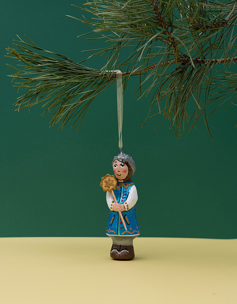 Ялинкова іграшка " Персонаж вертепу Хлопчик-колядник " (скульптура)