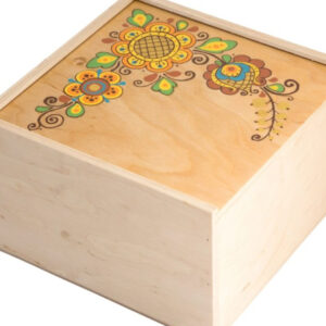 Коробка з фанери 22*22 світла з квіткою