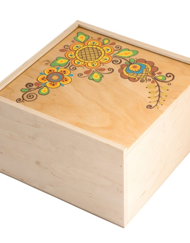 Коробка з фанери 22*22 світла з квіткою