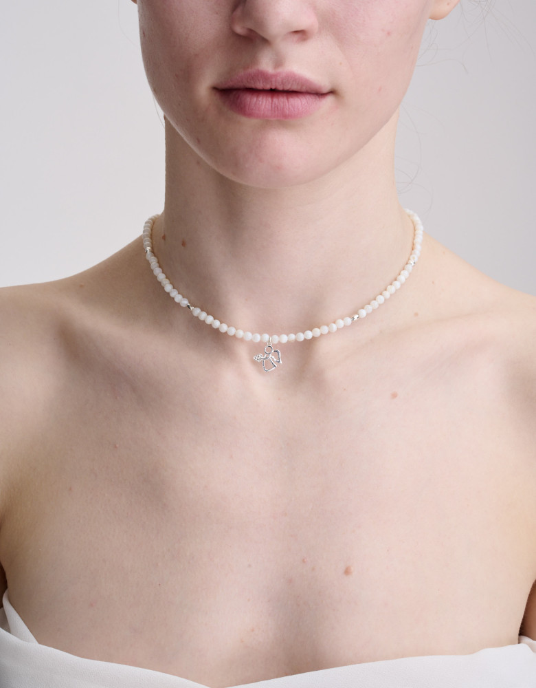 Перламутрове намисто зі сріблом "Янгол"