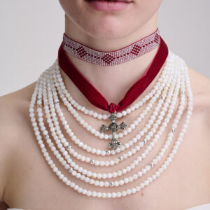 Комплект намист "Перламутровий бордо"