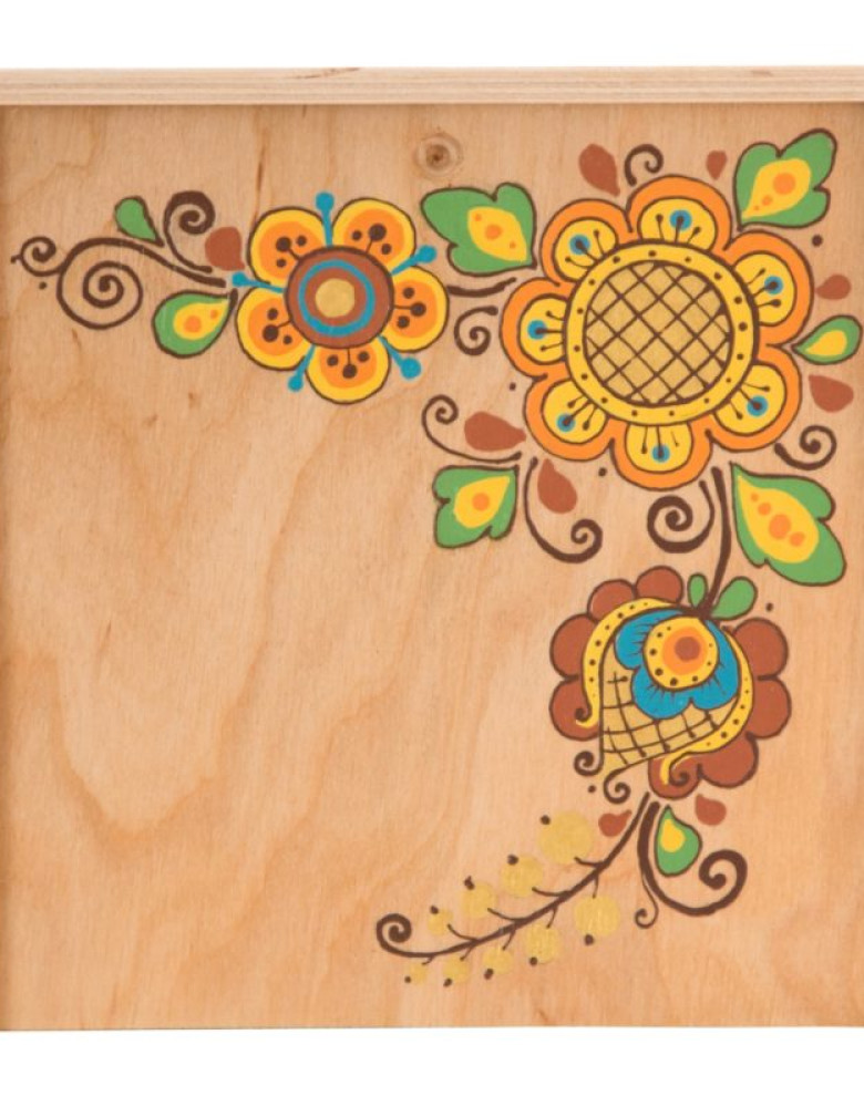 Коробка з фанери 22*22 світла з квіткою - Зображення 2