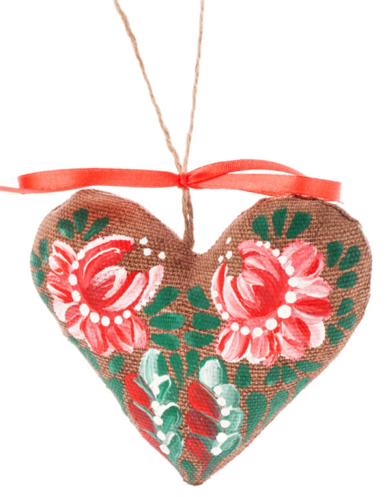 Сувенір кавовий ароматизований" Серце з червоними петриківськими квітами" - Зображення 2