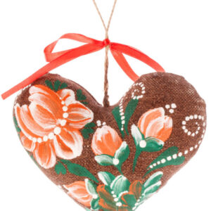 Сувенір кавовий ароматизований "Серце з персиковими петриківськими квітами"