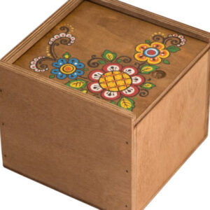 Коробка з фанери 14*14 темна з пташкою