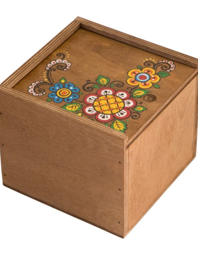 Коробка з фанери 14*14 темна з пташкою