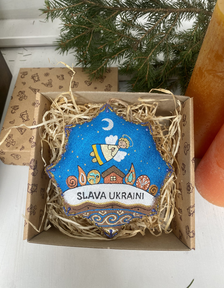 Сувенір кавовий ароматизований Зірка різдвяна "Слава Україні з янголом" - Зображення 4
