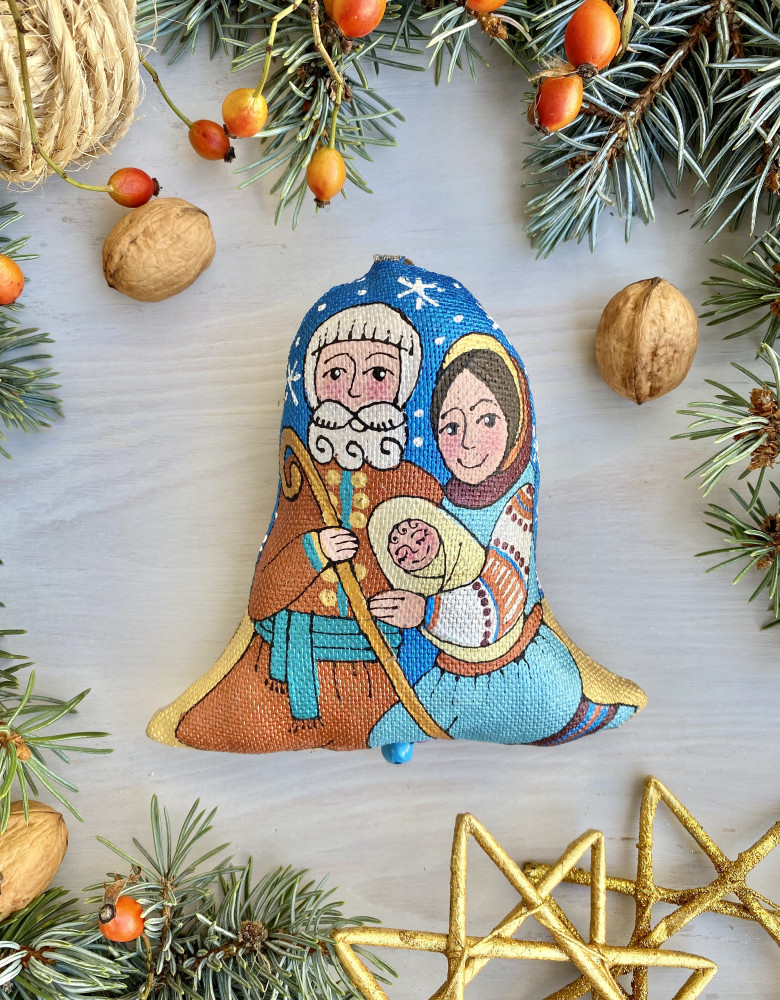 Сувенір дзвоник текстильний "Святе сімейство" ( кавовий ароматизований ) - Зображення 3