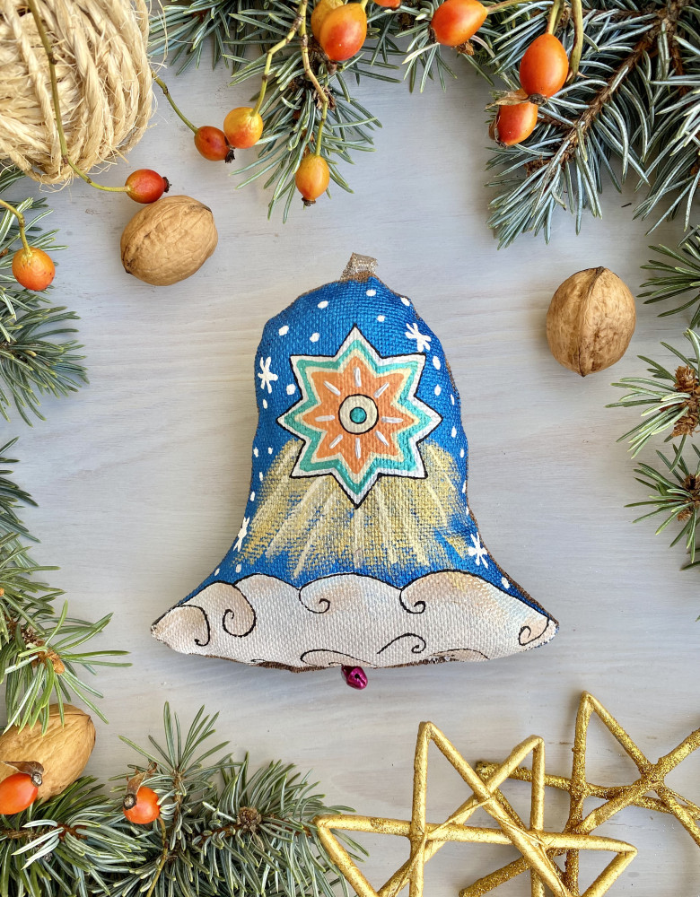 Сувенір дзвоник текстильний "Янгол з зіркою" ( кавовий ароматизований ) - Зображення 4