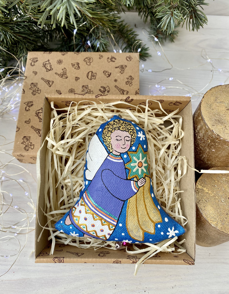 Сувенір дзвоник текстильний "Янгол з зіркою" ( кавовий ароматизований ) - Зображення 5