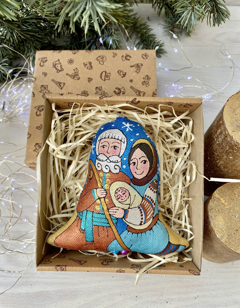 Сувенір дзвоник текстильний "Святе сімейство" ( кавовий ароматизований ) - Зображення 4