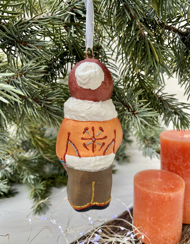 Ялинкова іграшка " Хлопчик колядник, який співає " (скульптура) - Зображення 3