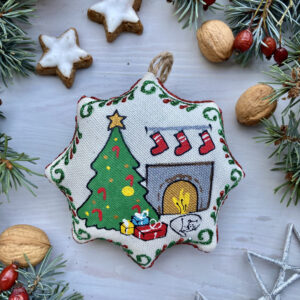 Сувенір зірка різдвяна "Ялинка і котик"