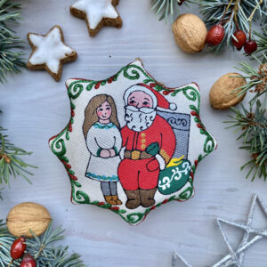 Сувенір зірка різдвяна "Дівчинка і Санта"