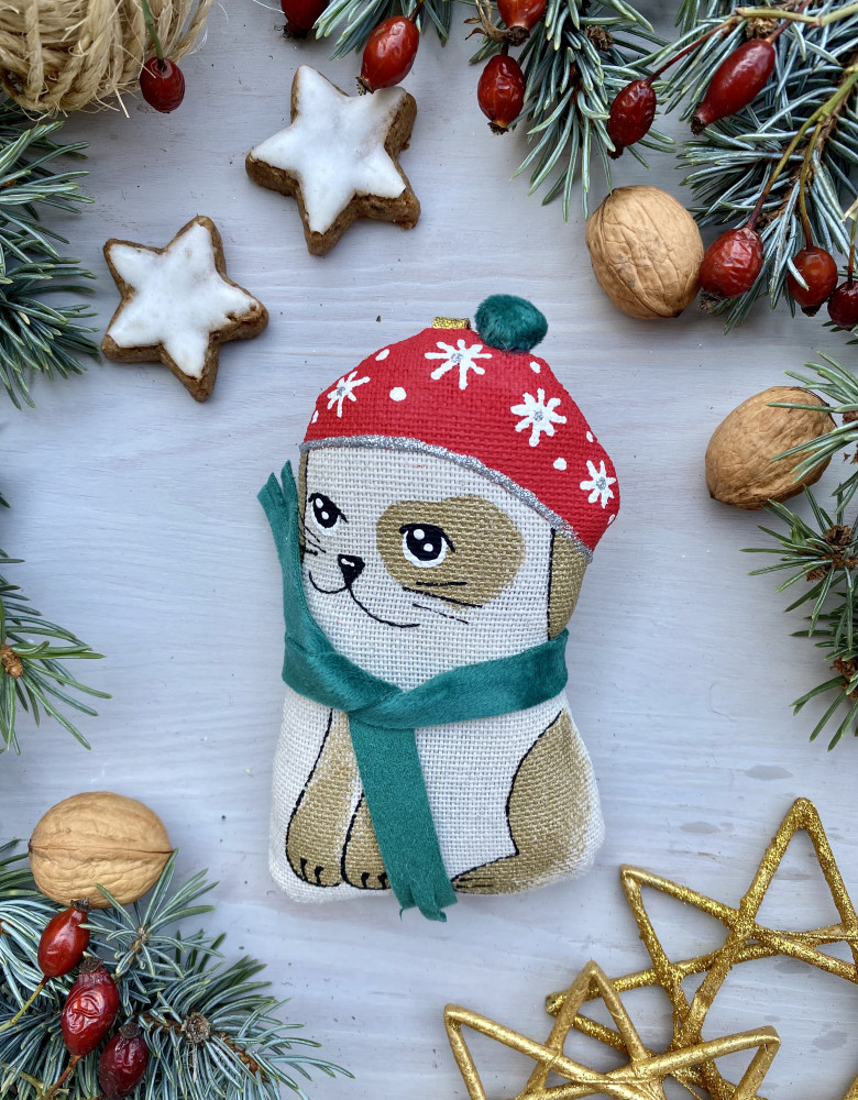 Сувенір ванільний "Песик з шарфиком" - Зображення 2