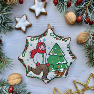 Сувенір зірка різдвяна "Діти на ковзанах"