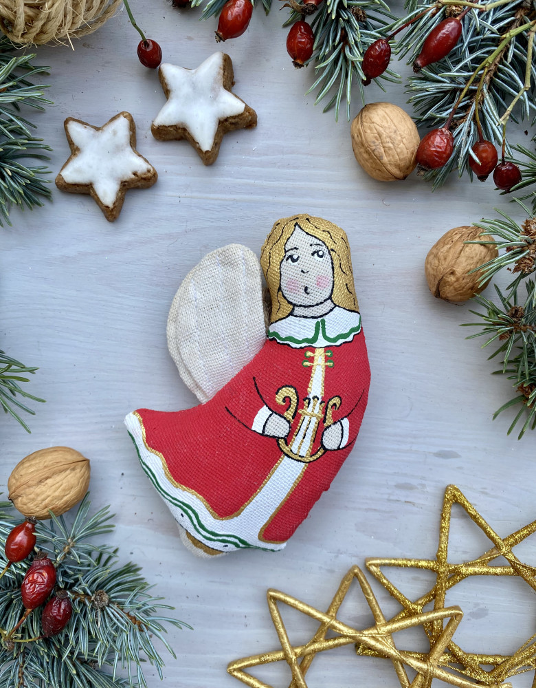 Сувенір "Ванільний янгол з лірою"