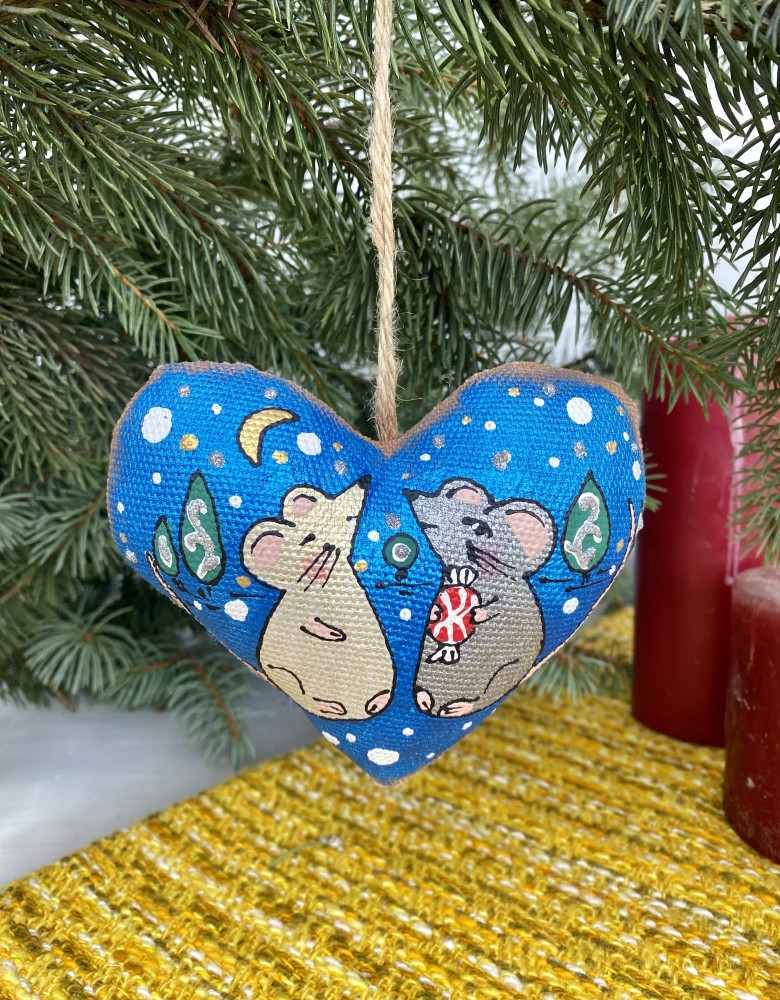 Серце кавове з мишками на фоні неба - Зображення 2