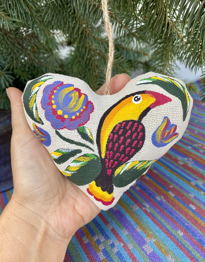 Сувенір ванільний "Серце з жовтою пташкою" - Зображення 2