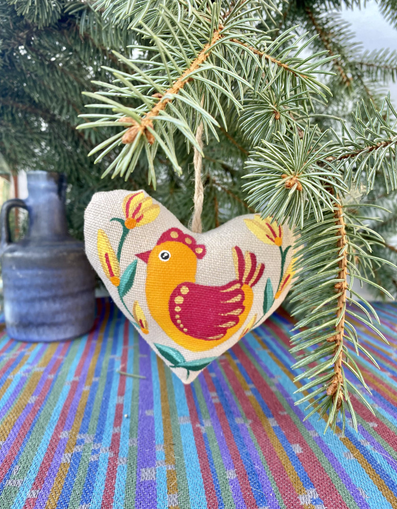 Сувенір ванільний "Серце з помаранчевою пташкою" - Зображення 4