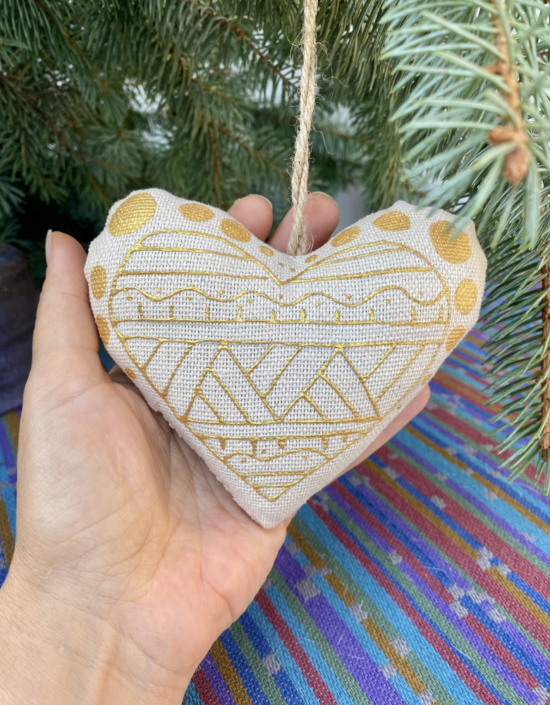 Сувенір ванільний "Серце з помаранчевою пташкою" - Зображення 3