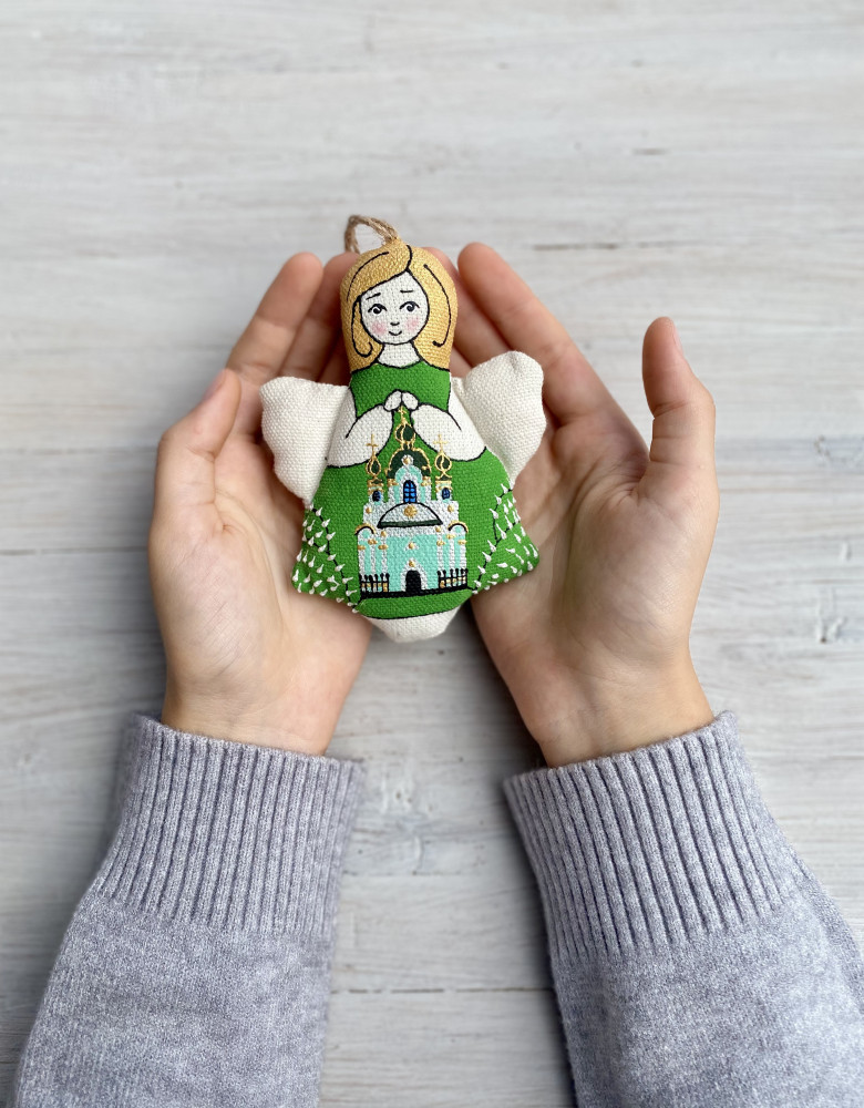 Сувенір текстильний янгол "Андріївська церква" - Зображення 3