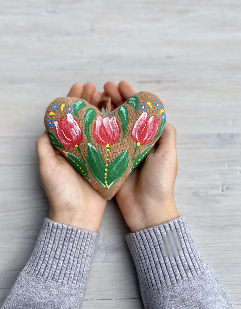 Сувенір кавовий ароматичний "Серце з тюльпанами"