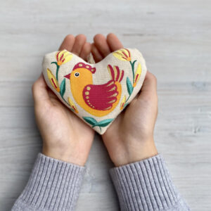 Сувенір ванільний "Серце з помаранчевою пташкою"