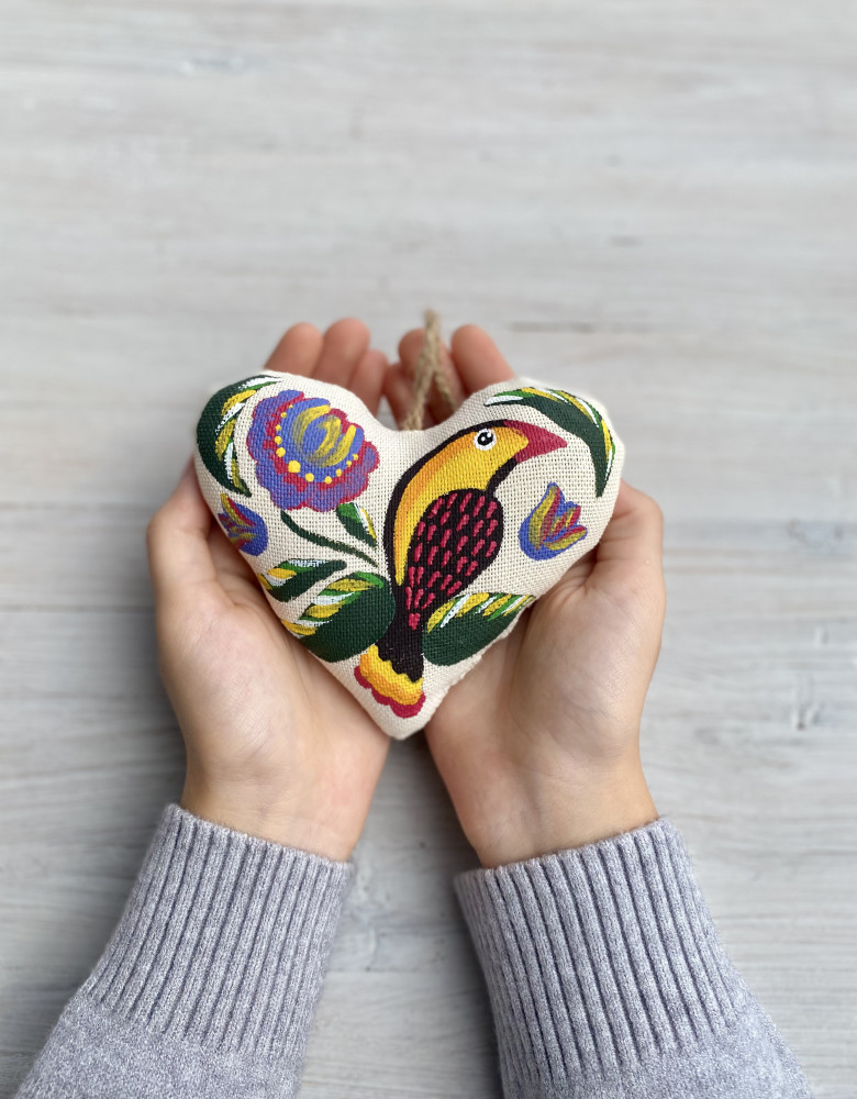 Сувенір ванільний "Серце з жовтою пташкою"