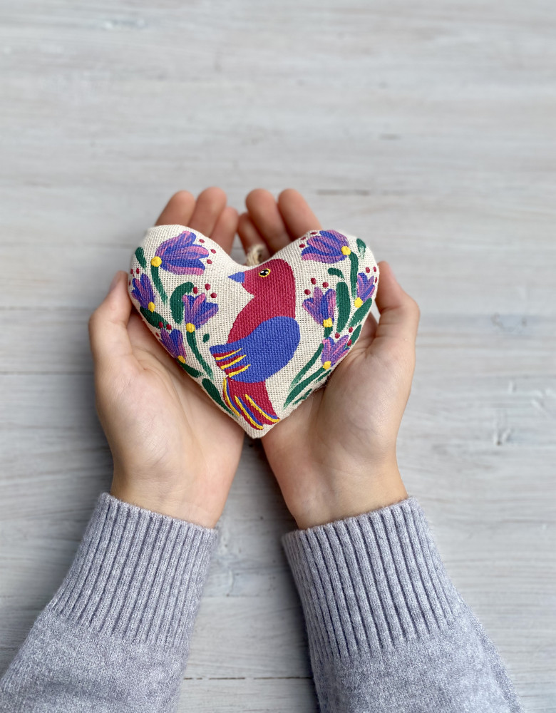 Сувенір ванільний "Серце з рожевою пташкою"