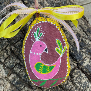 Сувенір "Мала писанка бордо з пташкою"