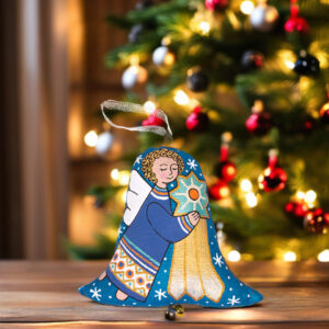 Сувенір дзвоник текстильний "Янгол з зіркою" ( кавовий ароматизований )