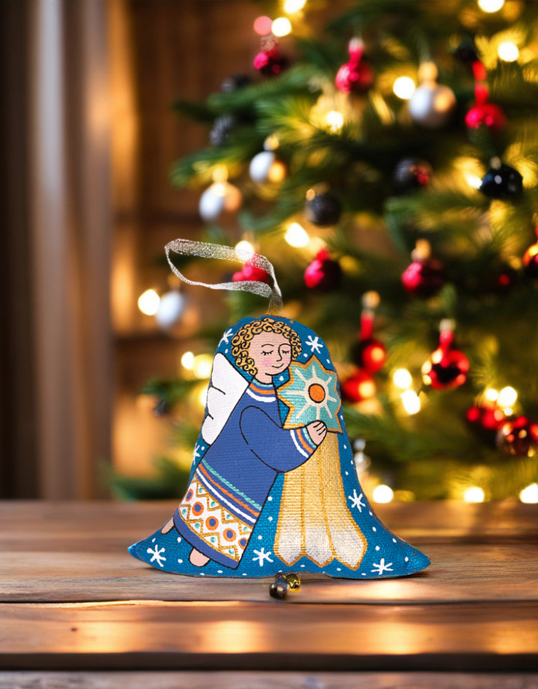 Сувенір дзвоник текстильний "Янгол з зіркою" ( кавовий ароматизований )