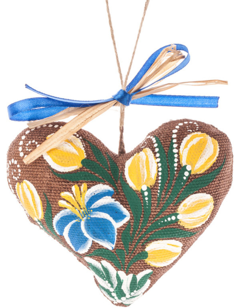 Сувенір кавовий ароматизований" Серце з синьо-жовтими петриківськими квітами" - Зображення 5