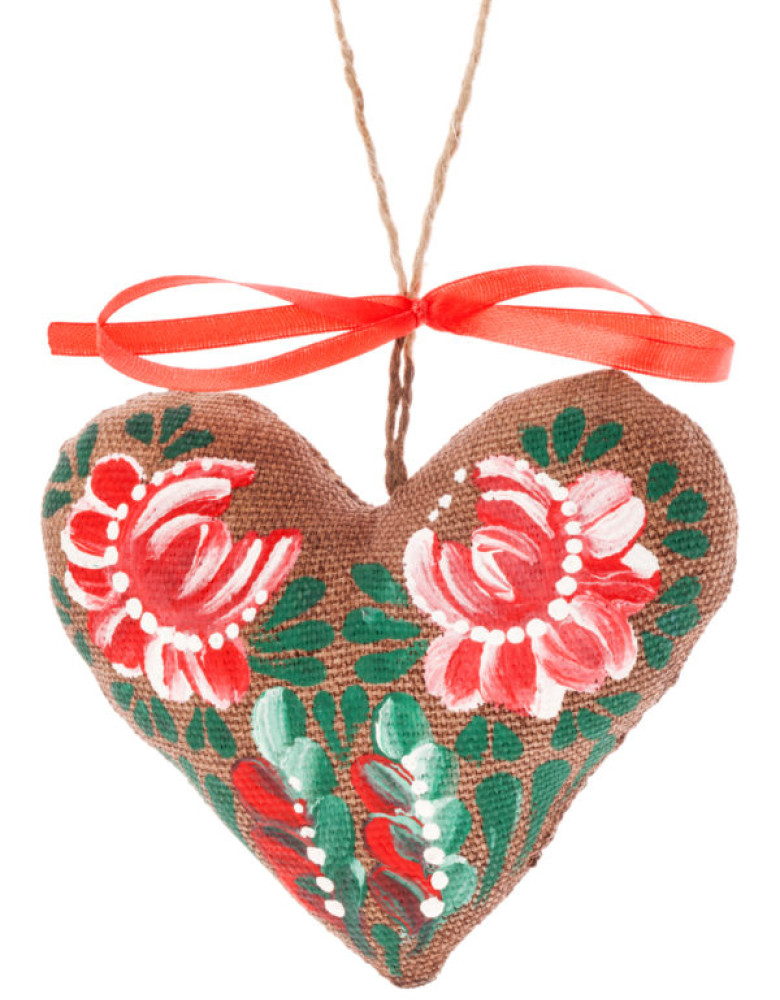 Сувенір кавовий ароматизований" Серце з червоними петриківськими квітами"