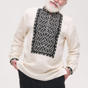 Чоловіча вишиванка бежева лляна Podilya