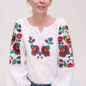 Вишиванка жіноча лляна біла Bolekhivskа