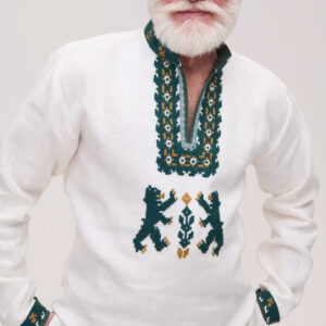 Вишиванка чоловіча лляна з ручною вишивкою Vedmedi