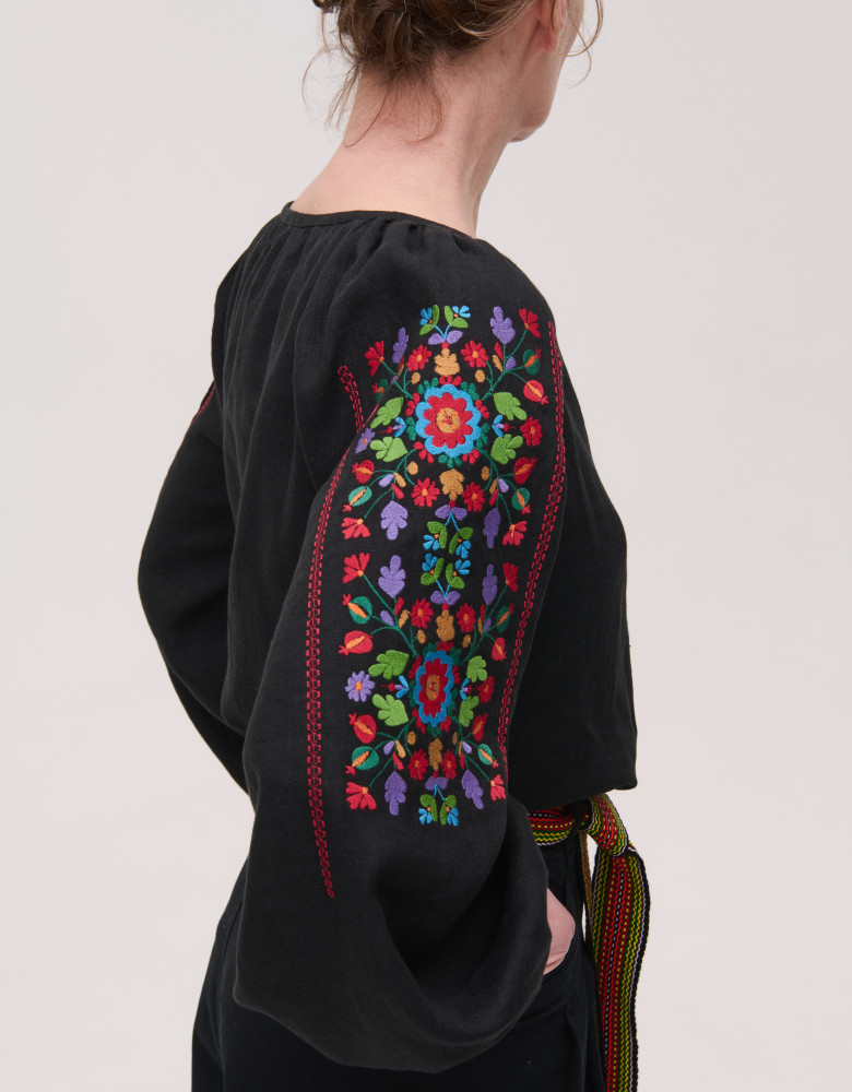Жіноча вишиванка чорна лляна Yavorivska - Зображення 3