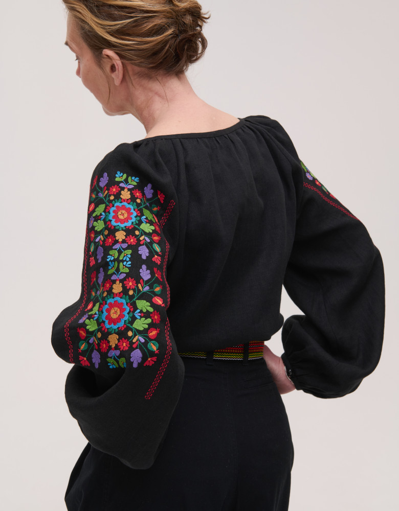 Жіноча вишиванка чорна лляна Yavorivska - Зображення 5