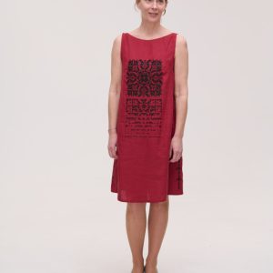 Вишита сукня бордова лляна Spadayucha Zirka