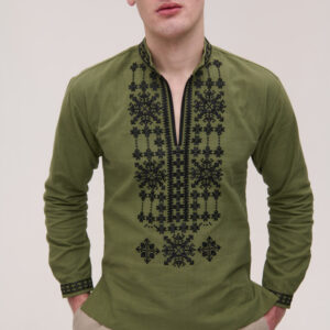 Чоловіча вишиванка хакі лляна Nezlamni