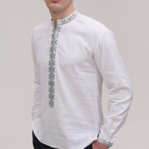 Чоловіча вишиванка біла лляна Barvinok