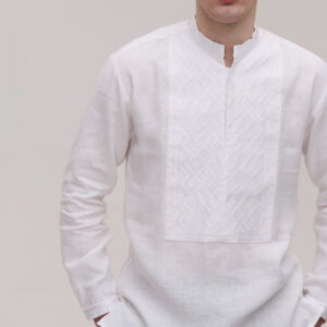 Вишиванка чоловіча білим по білому Podilya